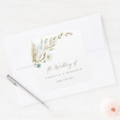 Sticker Carré Aquarelle Floral Rustique Mariage (Enveloppe)