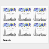 Sticker Carré Aquarelle florale bleu Etch de Skyline ESB (Feuille)