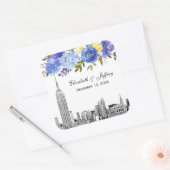 Sticker Carré Aquarelle florale bleu Etch de Skyline ESB (Enveloppe)