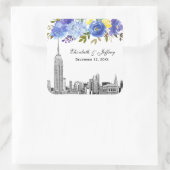 Sticker Carré Aquarelle florale bleu Etch de Skyline ESB (Sac)