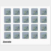 Sticker Carré Aquarelle Florale bleu foncé Mariage de script mod (Feuille)