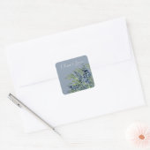 Sticker Carré Aquarelle Florale bleu foncé Mariage de script mod (Enveloppe)