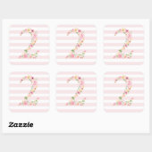 Sticker Carré Aquarelle Florale Deux 2e anniversaire (Feuille)