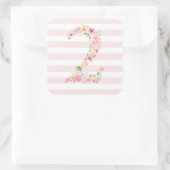 Sticker Carré Aquarelle Florale Deux 2e anniversaire (Sac)