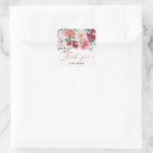 Sticker Carré Aquarelle florale floue Boho Peony Merci (Sac)