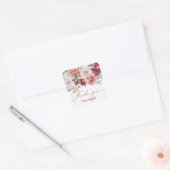 Sticker Carré Aquarelle florale floue Boho Peony Merci (Enveloppe)