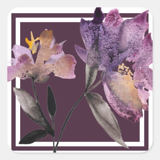 Sticker Carré Aquarelle florale III (Devant)