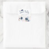 Sticker Carré Aquarelle florale marine bleu & or Graduation (Sac)