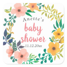 Aquarelle Florale rose | BABY SHOWER