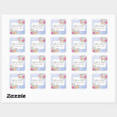 Sticker Carré Aquarelle Florale Rustique Moderne Stripe Chic (Feuille)