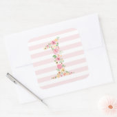 Sticker Carré Aquarelle Florale Un premier anniversaire (Enveloppe)