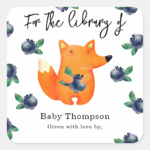 Sticker Carré Aquarelle fox - pour la bibliothèque de