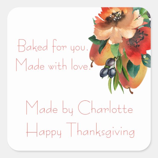 Sticker Carré Aquarelle fraîche cuite (Devant)