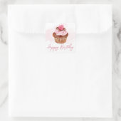 Sticker Carré Aquarelle framboise et chocolat Cupcake Anniversai (Sac)