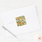 Sticker Carré Aquarelle Fruits orange et Fleur orange (Enveloppe)
