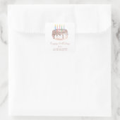 Sticker Carré Aquarelle gâteau d'anniversaire (Sac)