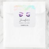Sticker Carré Aquarelle glamour aux yeux et aux bouillons pourpr (Sac)