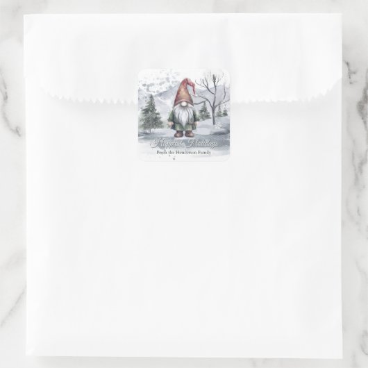 Sticker Carré Aquarelle Gnome (Sac)