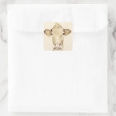 Sticker Carré Aquarelle Grange Animaux | Vache (Sac)