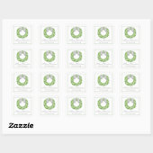 Sticker Carré Aquarelle Gris courge et Topiaque vert (Feuille)