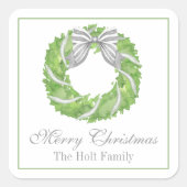 Sticker Carré Aquarelle Gris courge et Topiaque vert (Devant)