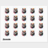 Sticker Carré Aquarelle Gris Tabby Chat Splatt Art Portrait (Feuille)