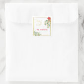 Sticker Carré Aquarelle Gui et Or | Fêtes (Sac)