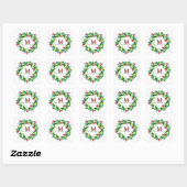 Sticker Carré Aquarelle Hallie et Berries Wreath Monogramme (Feuille)