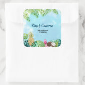 Sticker Carré Aquarelle Hawaiian Luau Party Merci (Sac)