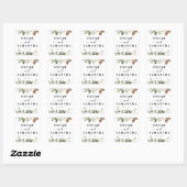 Sticker Carré Aquarelle Hiver Pin vert Arbre et Fleurs blanches (Feuille)