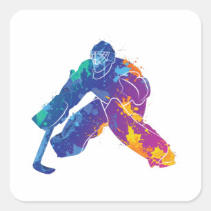 Sticker Carré Aquarelle Hockey sur glace Goalie