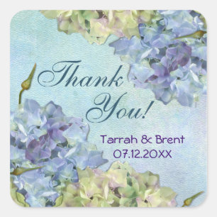 Sticker Carré Aquarelle Hydrangea Floral - Merci