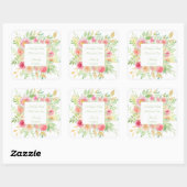 Sticker Carré Aquarelle Jardin Cadre Floral (Feuille)