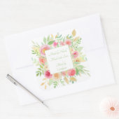 Sticker Carré Aquarelle Jardin Cadre Floral (Enveloppe)