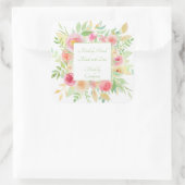 Sticker Carré Aquarelle Jardin Cadre Floral (Sac)