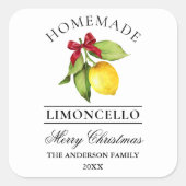 Sticker Carré Aquarelle Lemon fait maison Limoncello Noël (Devant)