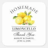 Sticker Carré Aquarelle Lemons Limoncello Mariage Merci (Devant)