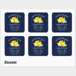 Sticker Carré Aquarelle Lemons Limoncello Merci bleu<br><div class="desc">Élégant citrons aquarelle fait maison Limoncello Mariage Stickers - Bleu</div>