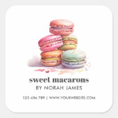 Sticker Carré Aquarelle Macarons Sweet Cake SITE (Devant)