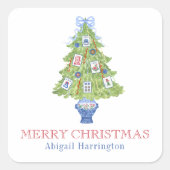 Sticker Carré Aquarelle Mahjong Christmas Tree (Devant)