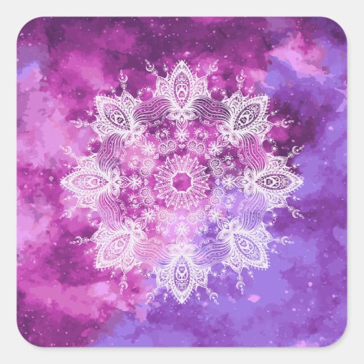 Sticker Carré Aquarelle Mandala Galaxy Mehndi (Devant)