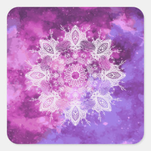 Sticker Carré Aquarelle Mandala Galaxy Mehndi