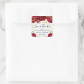 Sticker Carré Aquarelle Mariage de fleurs rouge et or (Sac)