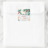 Sticker Carré Aquarelle Mariage de Noël avec Holly (Sac)