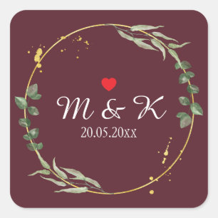 Sticker Carré Aquarelle Mariage de verdure