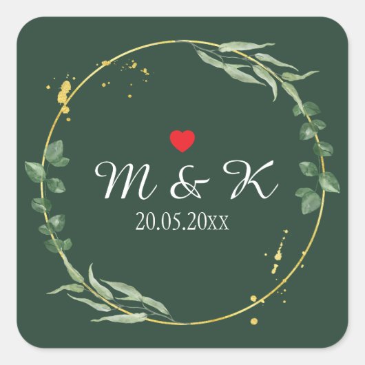 Sticker Carré Aquarelle Mariage de verdure (Devant)