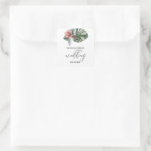 Sticker Carré Aquarelle Mariage floral feuille Monstera (Sac)