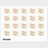Sticker Carré Aquarelle Mariage Floral Merci (Feuille)