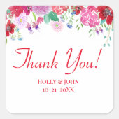 Sticker Carré Aquarelle Merci floral (Devant)