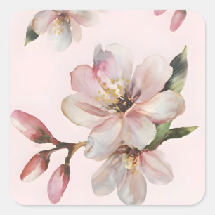 Sticker Carré Aquarelle métallique Sakura
